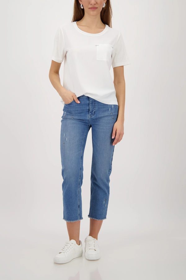 MONARI | BLOUSE WITH RHINESTONES - OFF-WHITE 410467
