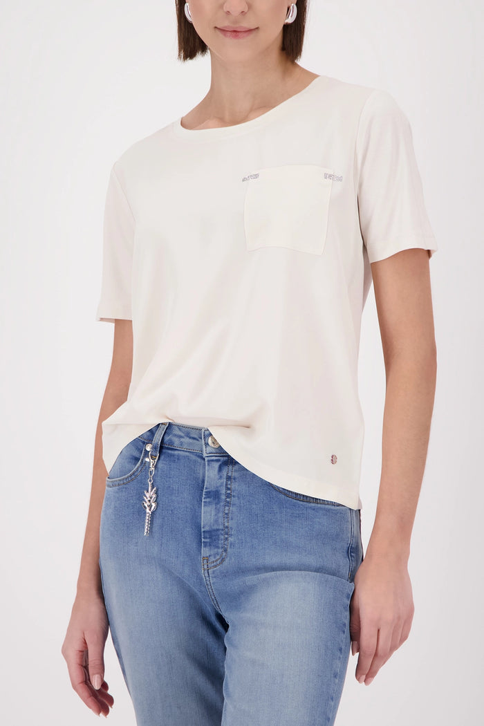 MONARI | BLOUSE WITH RHINESTONES - CHAMPAGNE BEIGE 410467