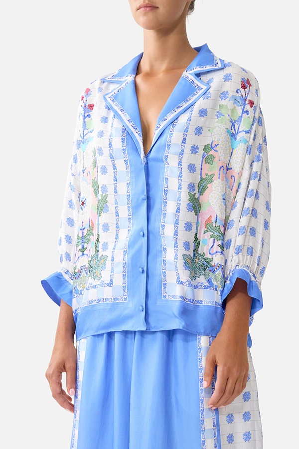 CAMILLA | MIDSUMMER MOSAICS SHIRT WITH GATHERED CUFF
