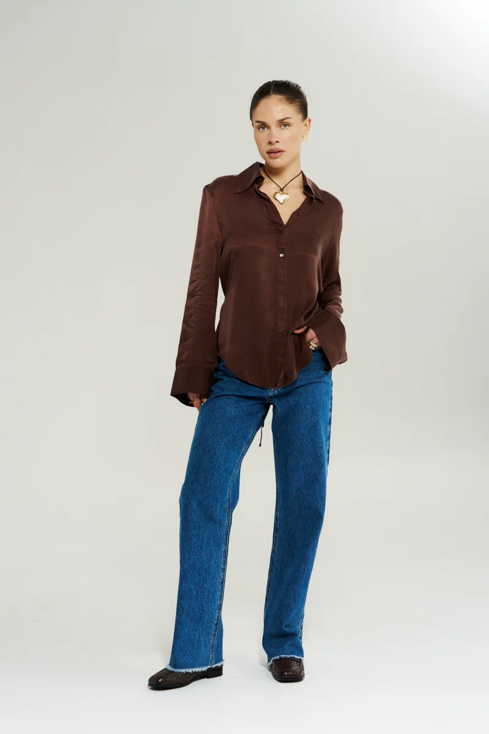 SUMMI SUMMI | BOWIE LS SHIRT - CHOCOLAT
