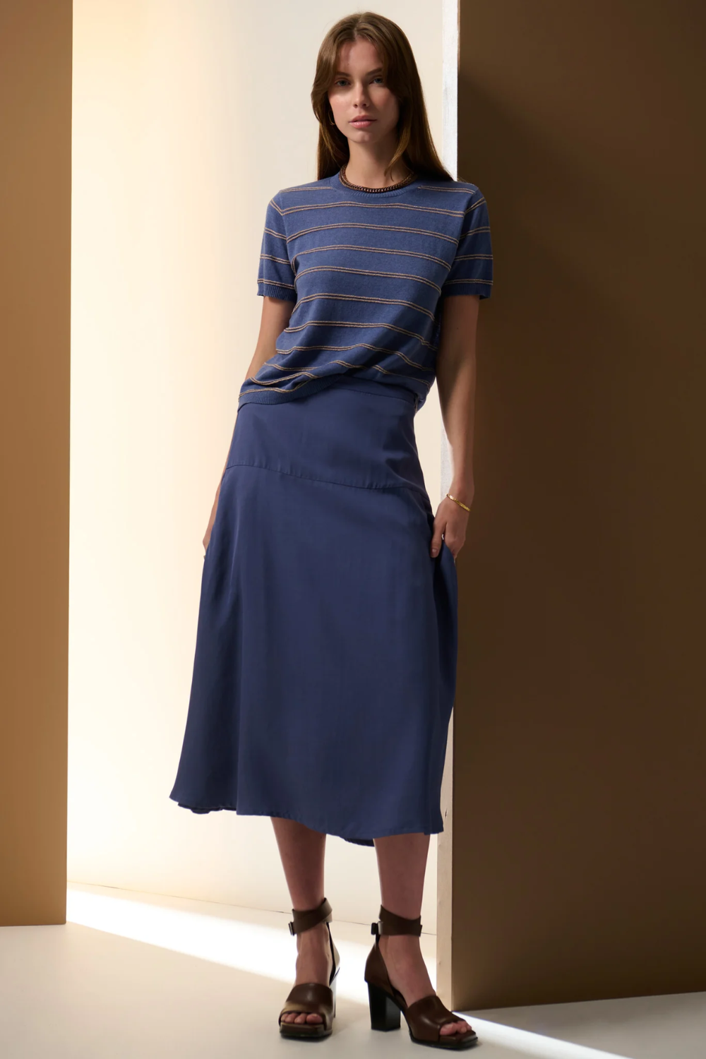 POL | SABLE TEE STRIPE - BLUE/GOLD