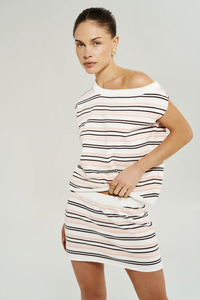 SUMMI SUMMI | KNIT OFF SHOULDER TOP - DUSTY ROSE STRIPE