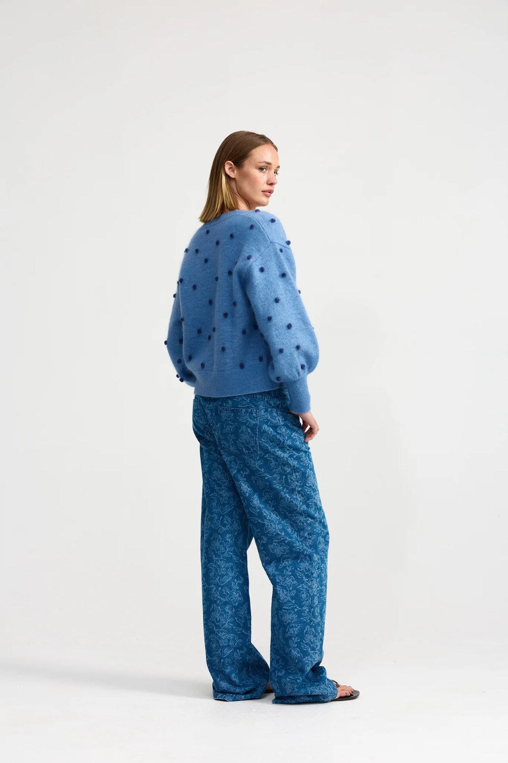 Aston Studio | Agnes Cardi Denim Capri Dot
