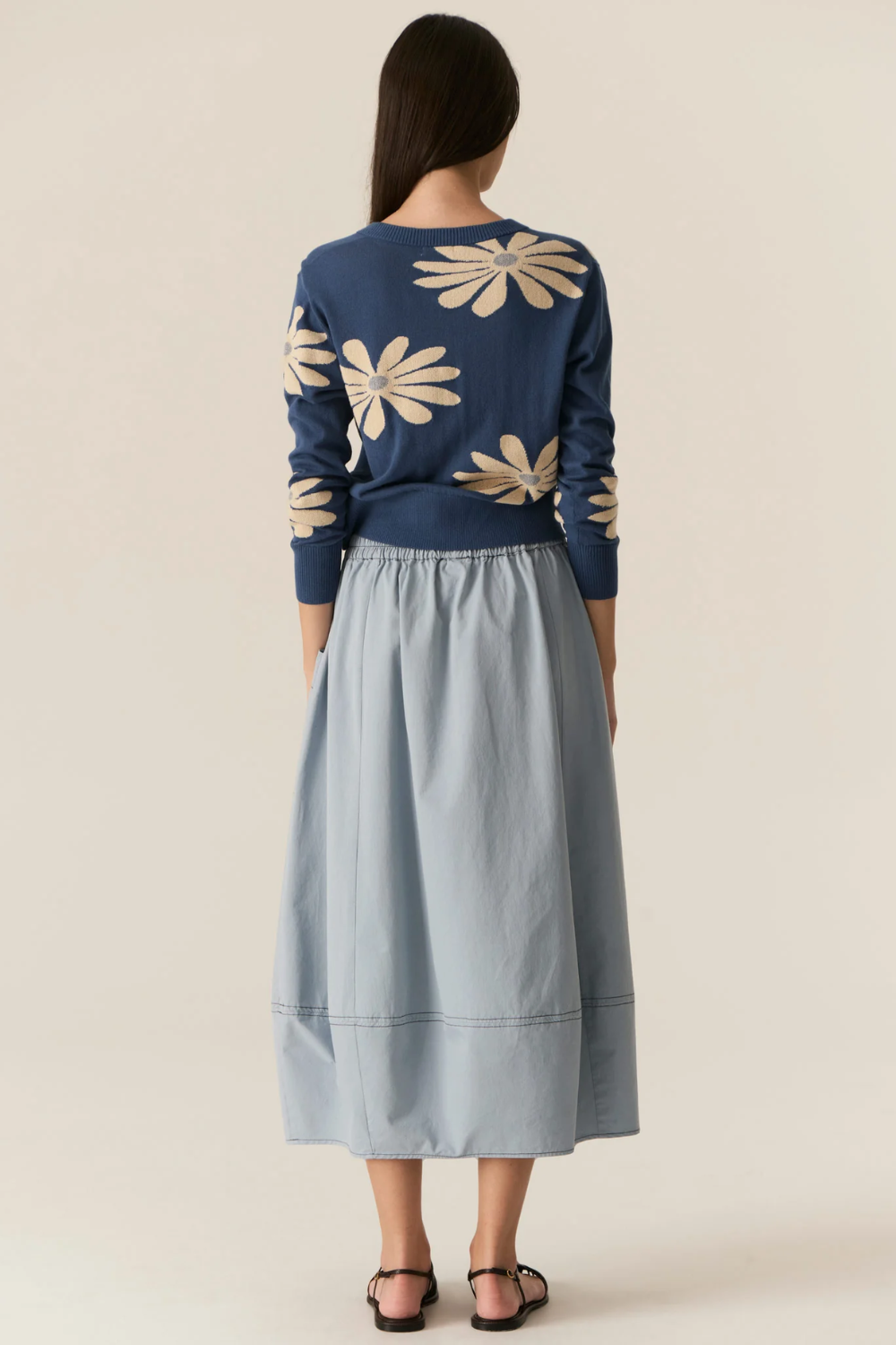 POL | LASK DAISY CARDIGAN - BLUE/ECRU