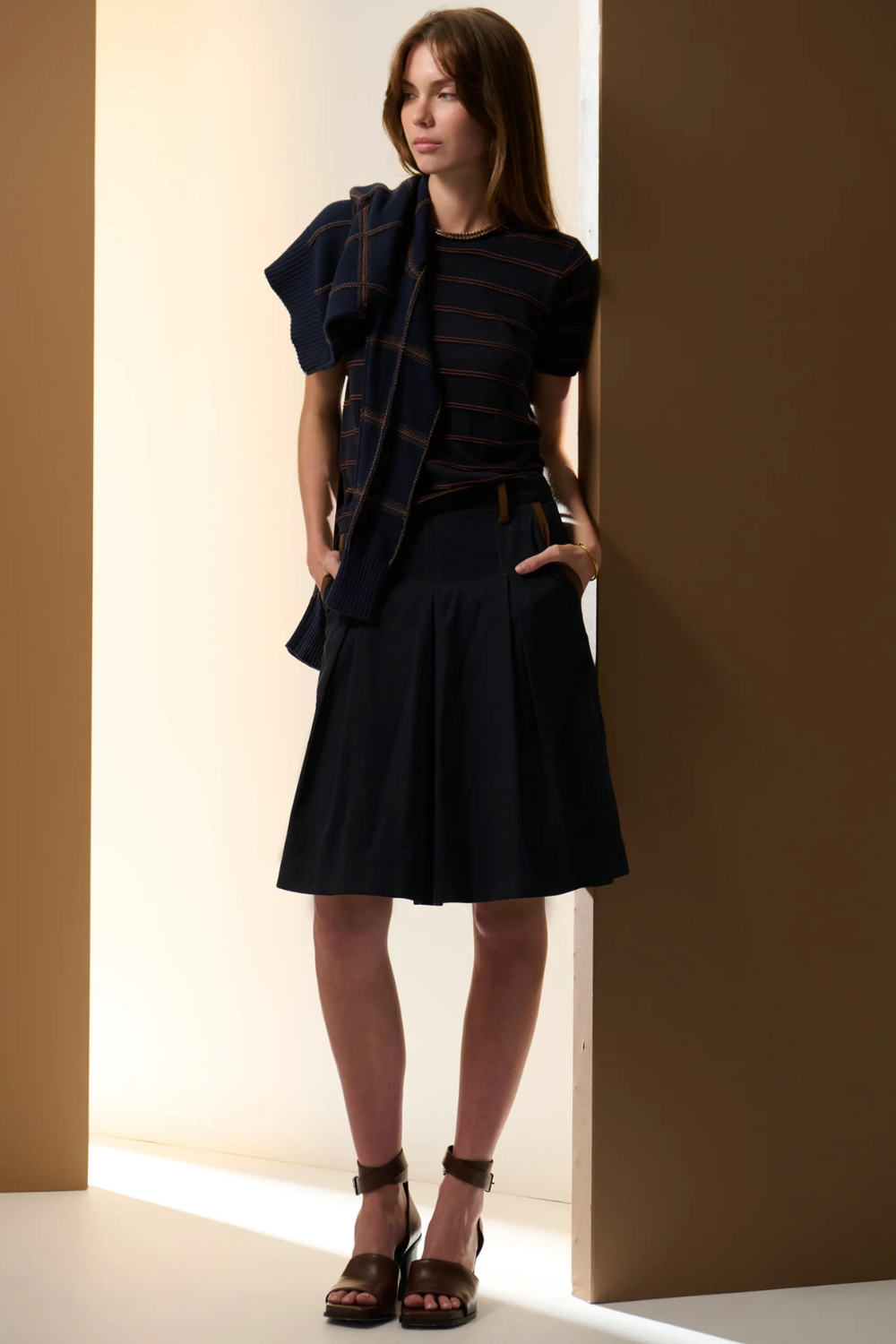 POL | SABLE TEE STRIPE - INK/CHOC