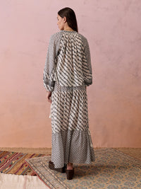 Boteh | Levante Embroidered Smock Blouse - Pebble Black