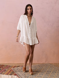 Boteh | La Ponche Frill Dress - White