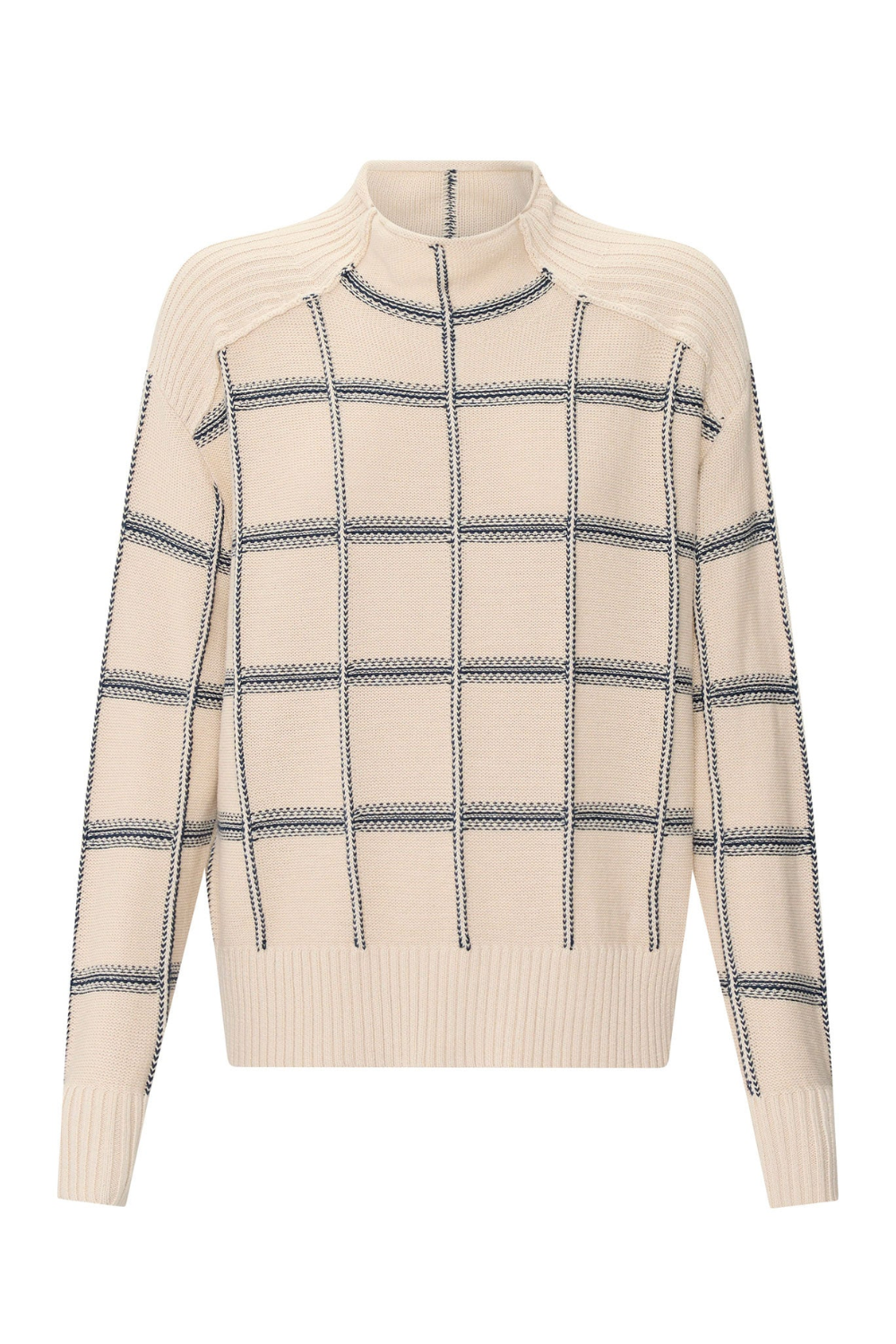 POL | SABLE FUNNEL NECK KNIT - PEBBLE/INK