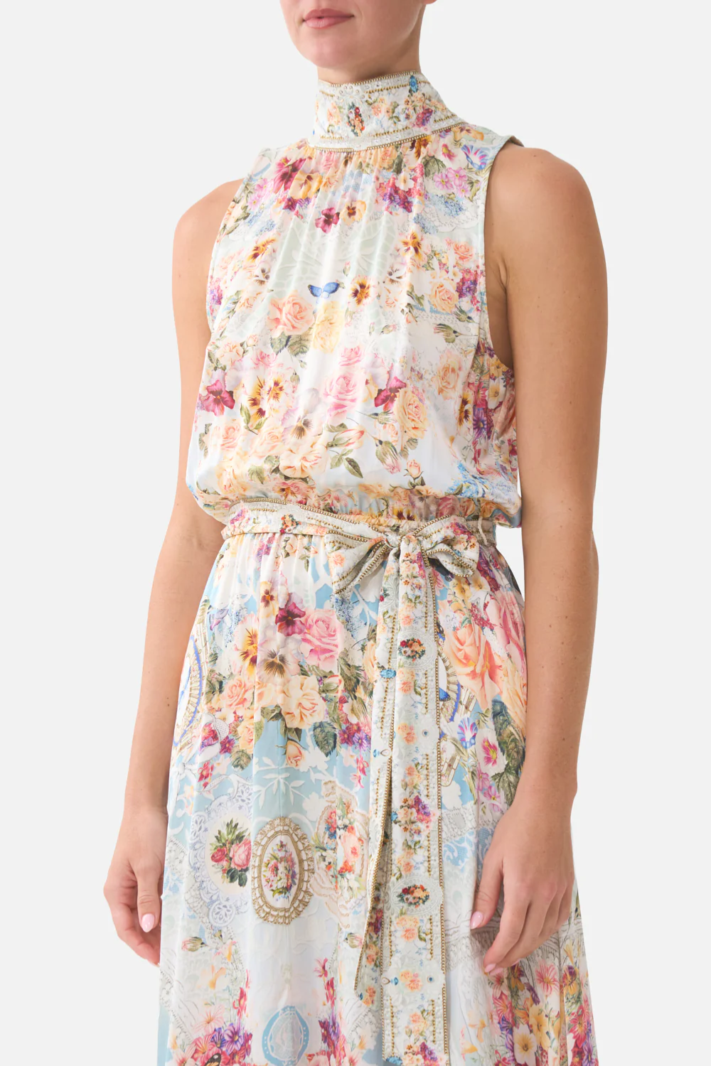 CAMILLA | A TASTE FOR LACE NECKTIE DRESS WITH ELASTICATED WAIST