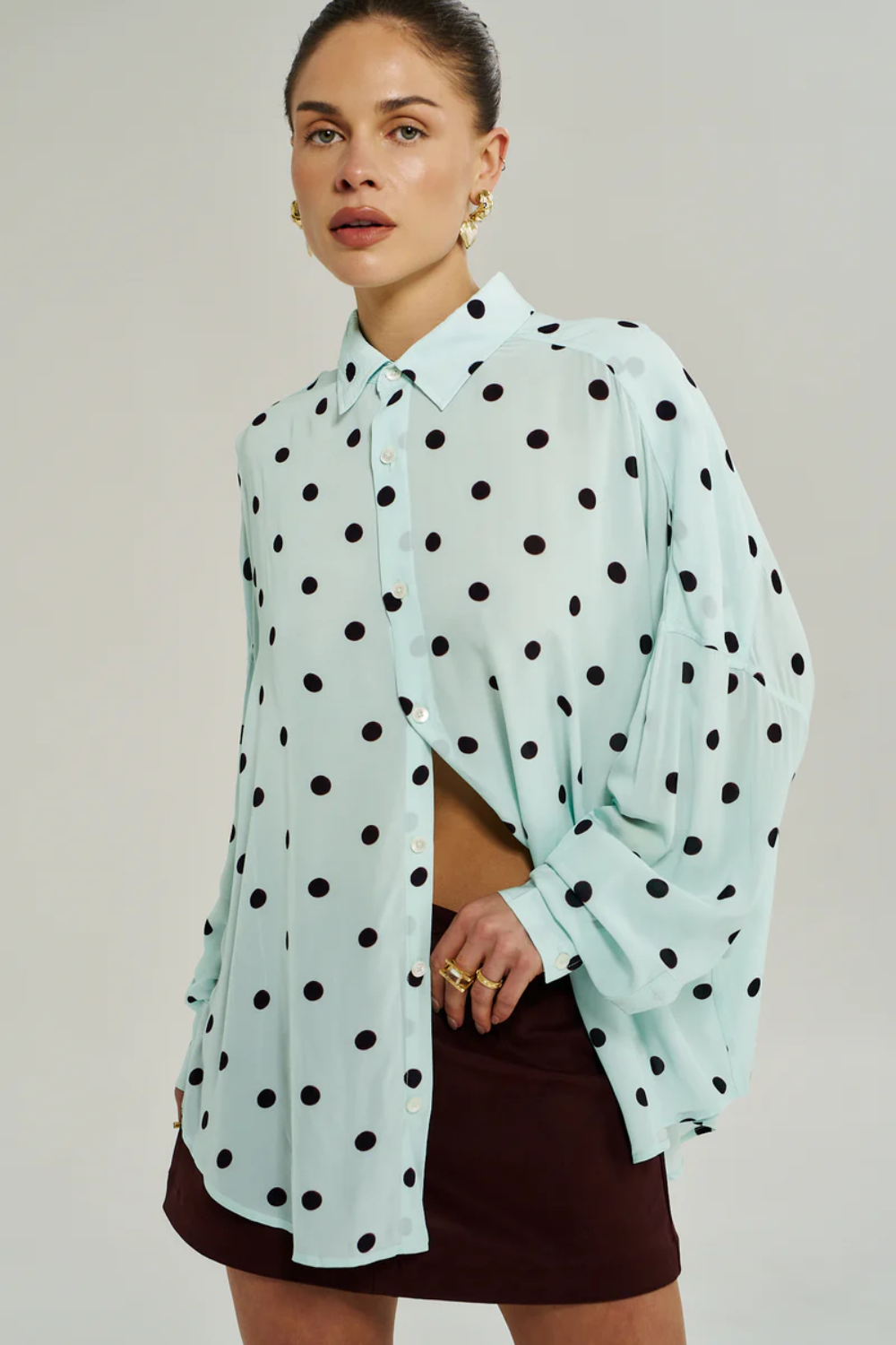 SUMMI SUMMI | DOTTY LS SHIRT - PINOT DROP