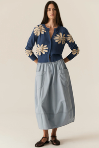 POL | LASK DAISY CARDIGAN - BLUE/ECRU