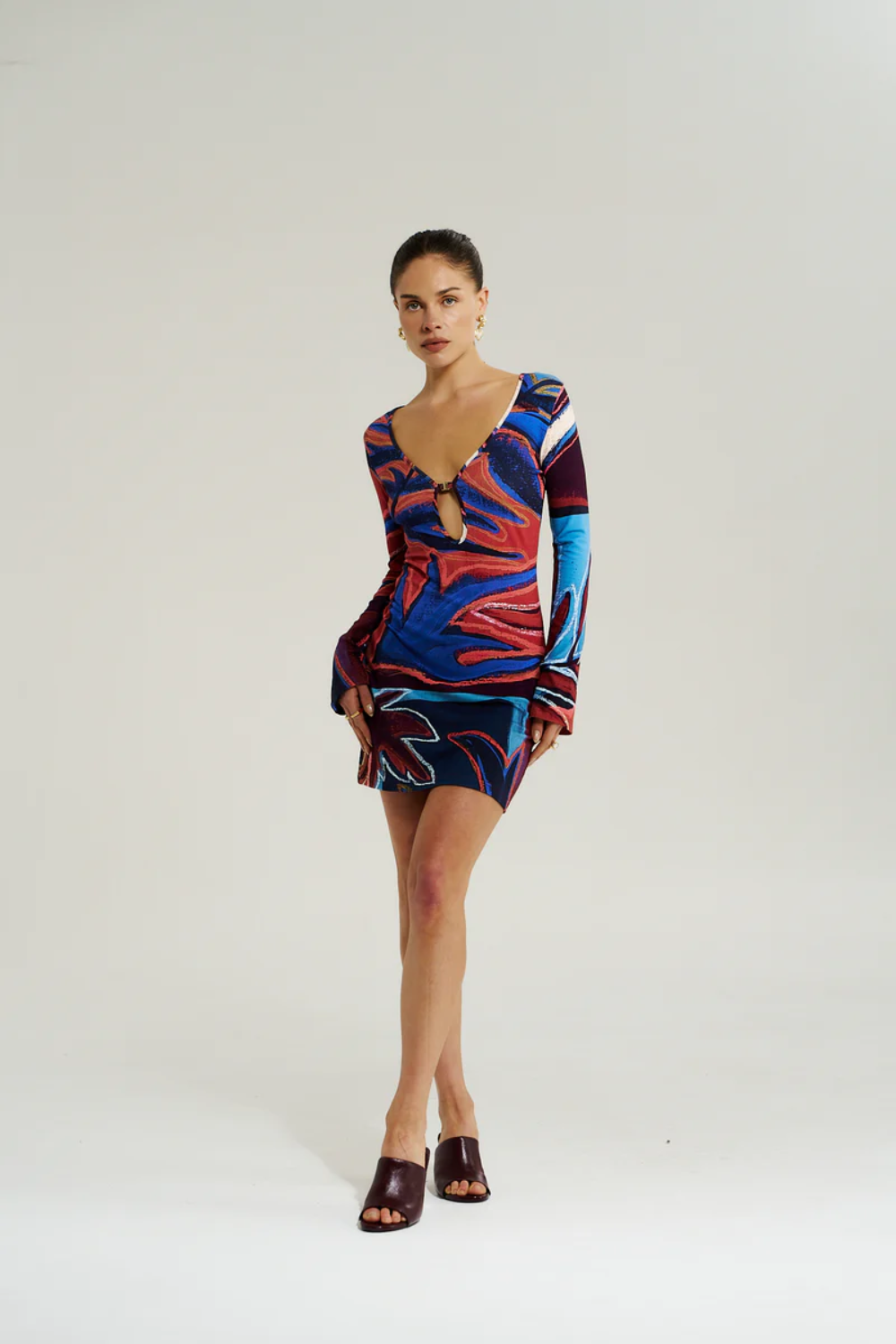 SUMMI SUMMI | AMIE LS MINI DRESS - BORDEAUX