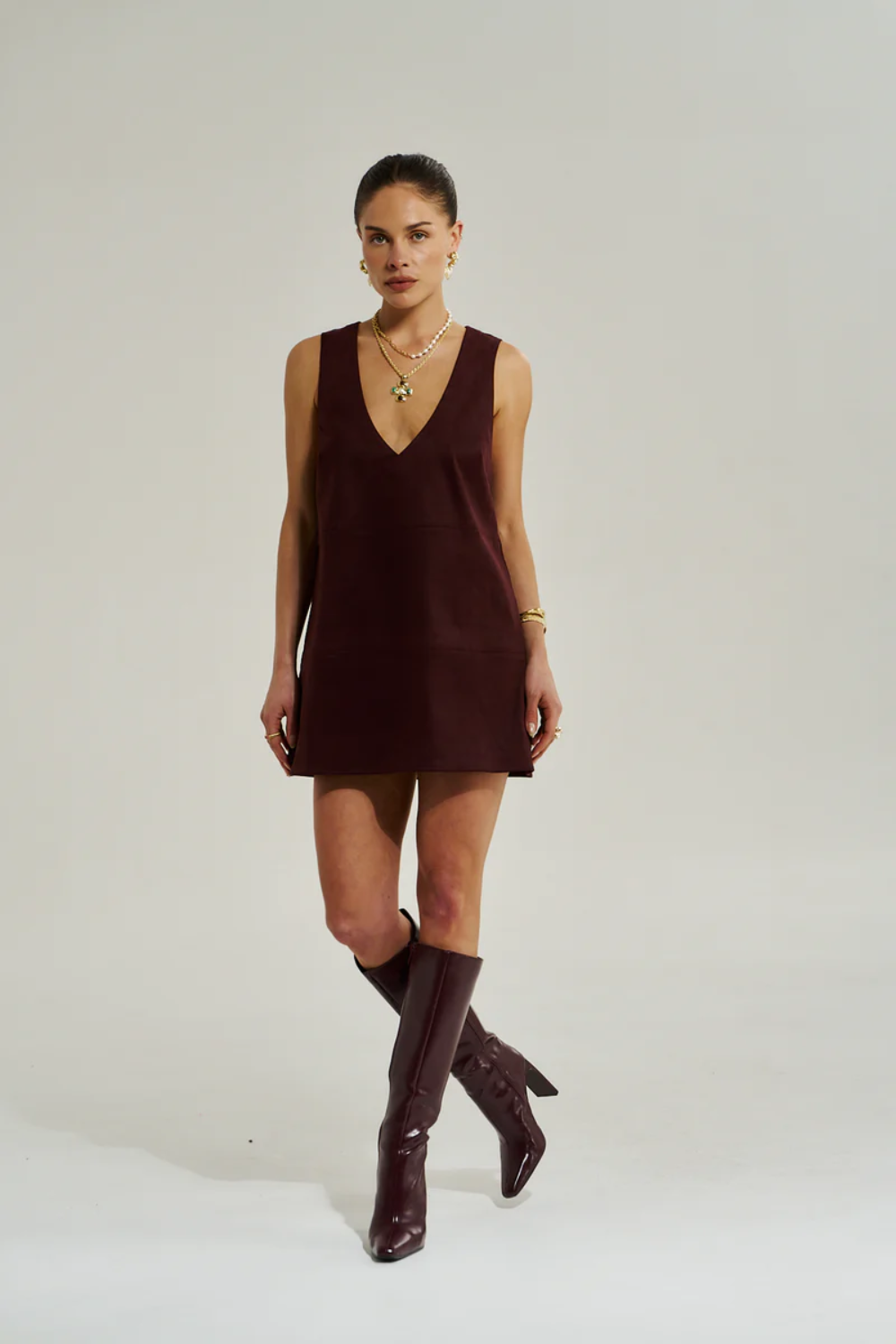 SUMMI SUMMI | V NECK MINI DRESS - SYRAH