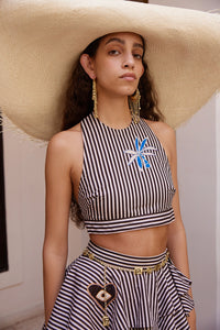 ALÉMAIS | SIROCCO EMBROIDERED HALTER TOP