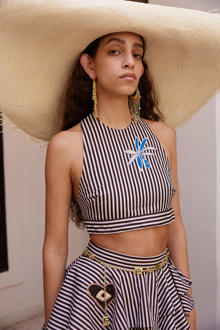 ALÉMAIS | SIROCCO EMBROIDERED HALTER TOP