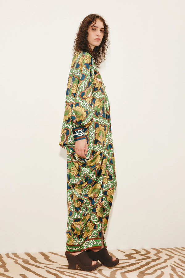 ALÉMAIS | LIANA V NECK SILK MIDI DRESS