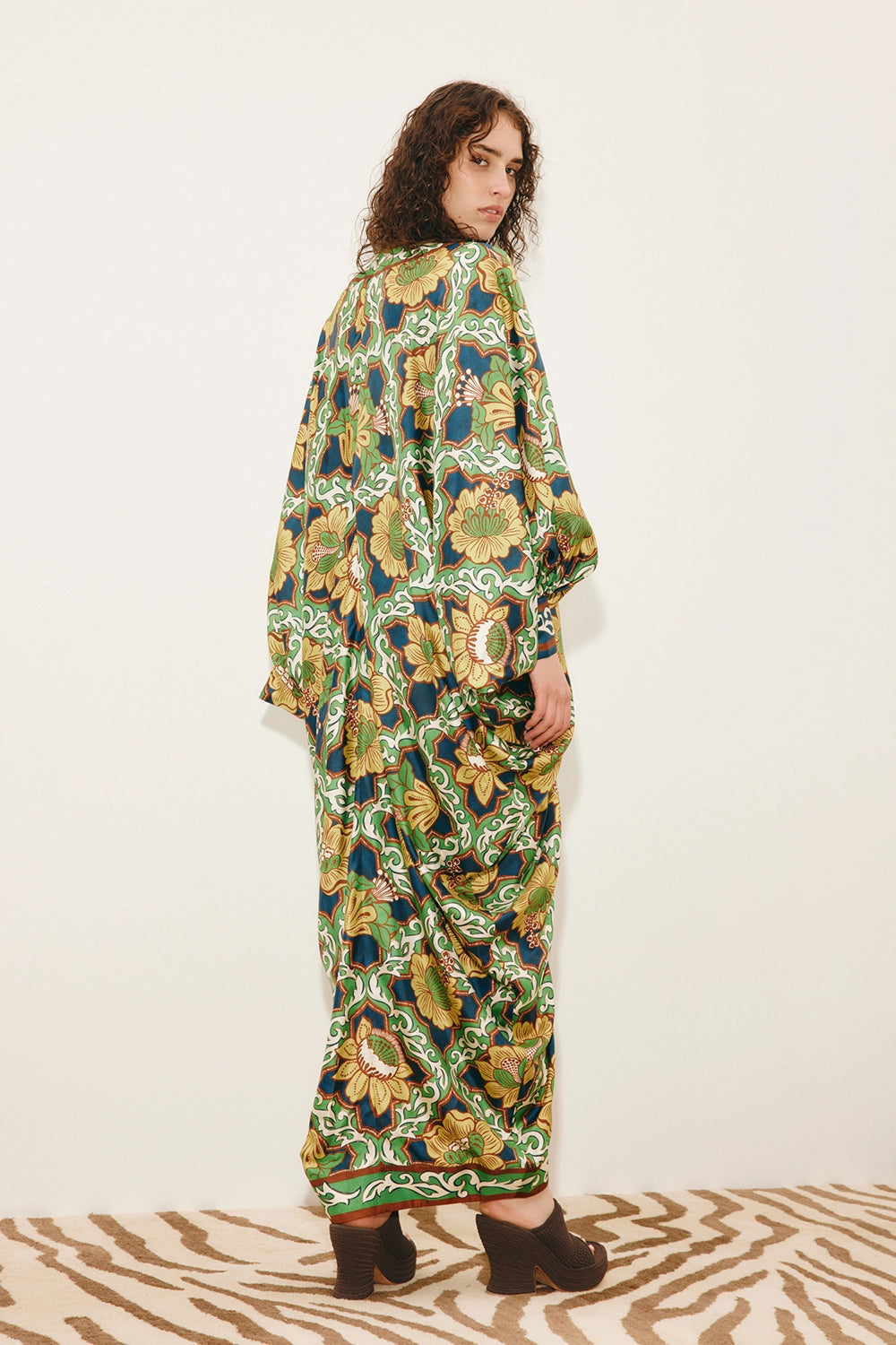 ALÉMAIS | LIANA V NECK SILK MIDI DRESS