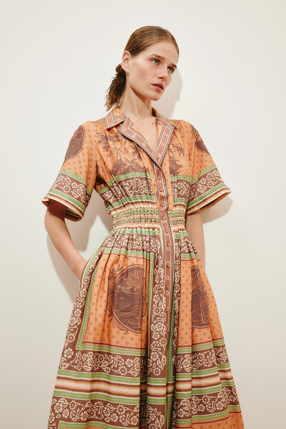 ALÉMAIS | ALBERTA SMOCKED SHIRTDRESS