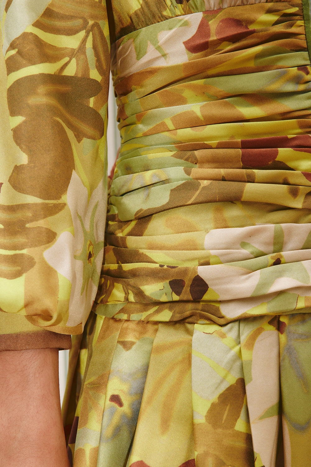 ALÉMAIS | MAXI SILK RUCHED SHIRTDRESS