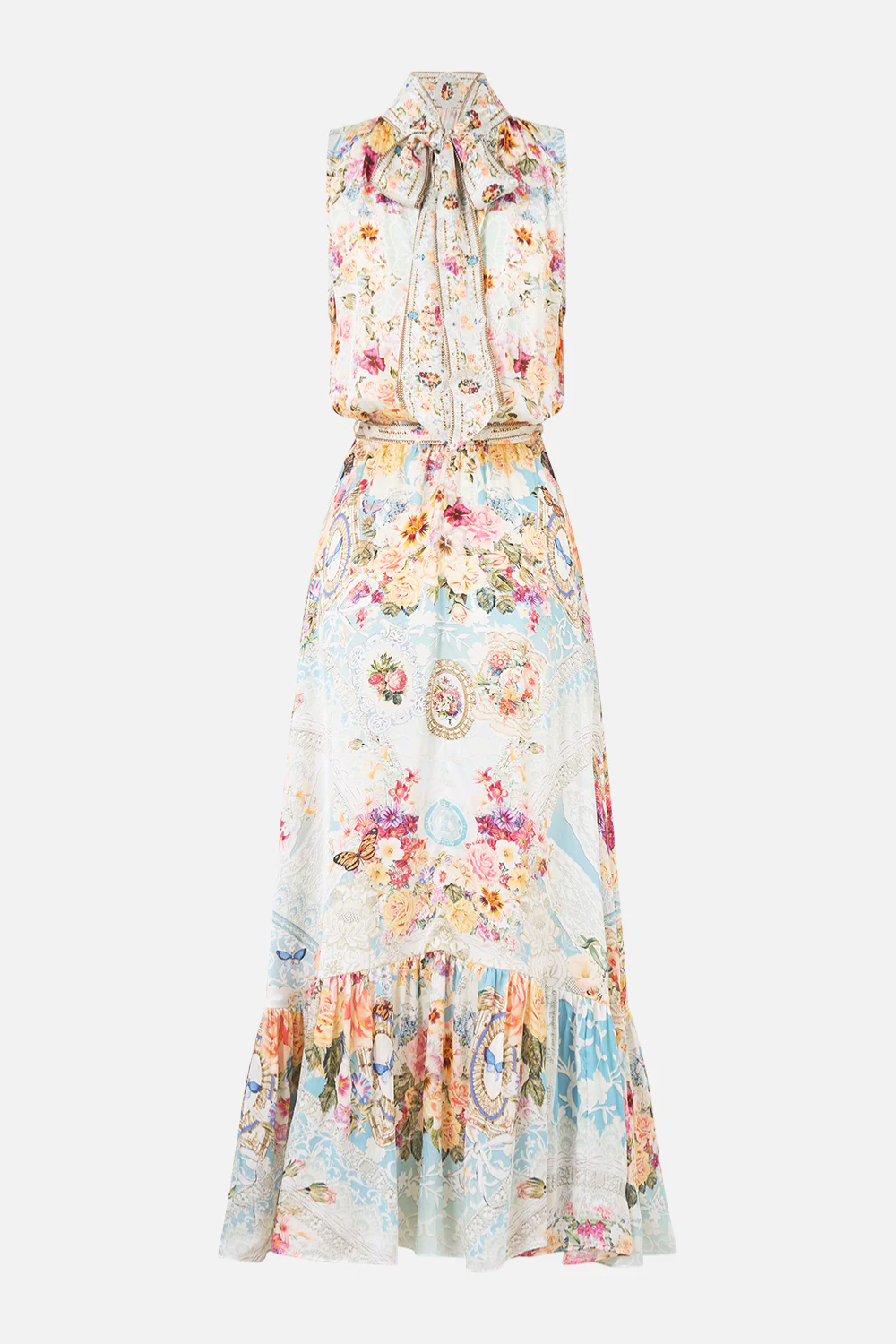 CAMILLA | A TASTE FOR LACE NECKTIE DRESS WITH ELASTICATED WAIST