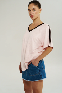 SUMMI SUMMI | V NECK JERSEY TEE - DUSTY ROSE