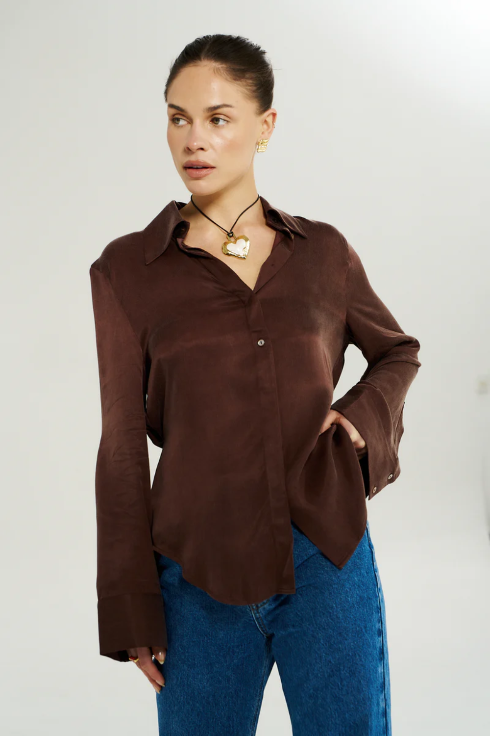 SUMMI SUMMI | BOWIE LS SHIRT - CHOCOLAT