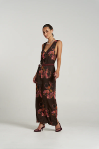 SUMMI SUMMI | V NECK MAXI - CHOCOLAT PETALS