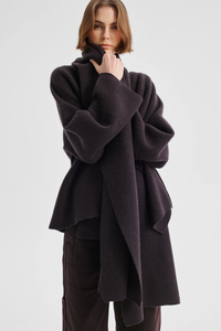 Morrison | Valerie Knit Wrap Jacket - Espresso