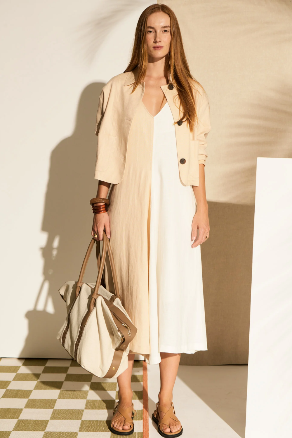 POL | SAGA TWO TONE DRESS - BUTTER/IVORY