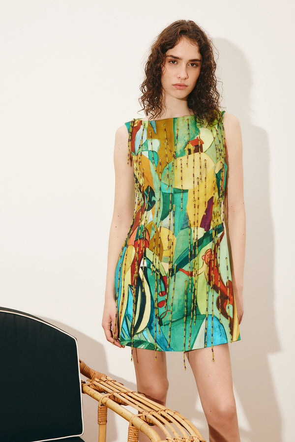 ALÉMAIS | MOKSHINI BEADED FRINGE MINI DRESS