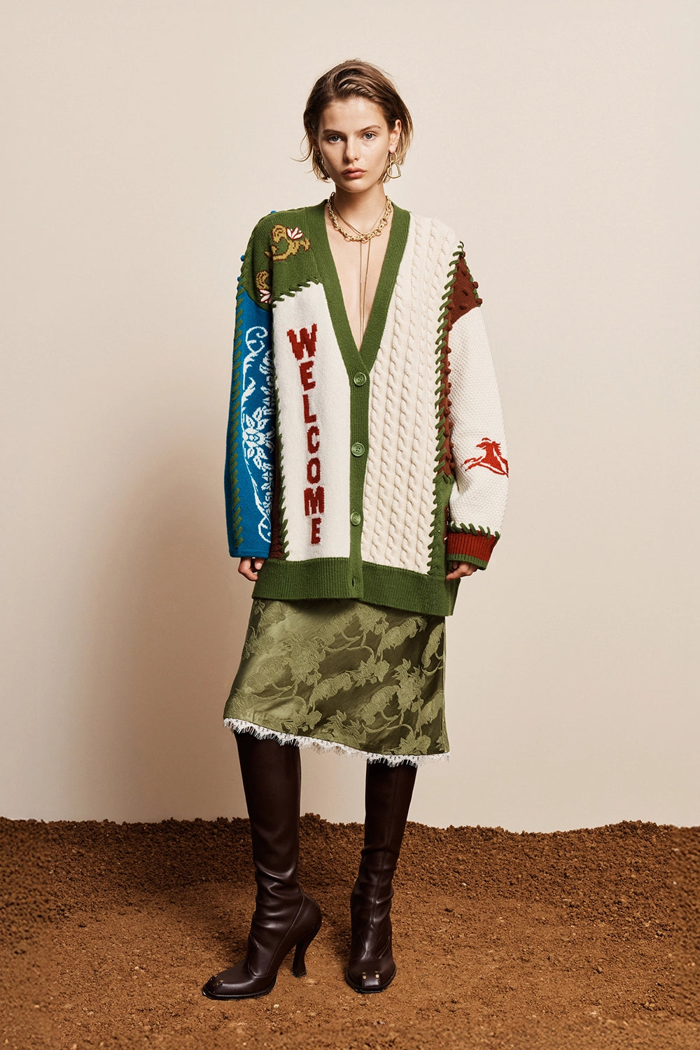 ALÉMAIS | LASSO PATCHWORK KNIT CARDIGAN