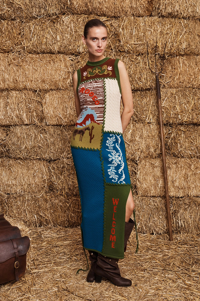 ALÉMAIS | LASSO PATCHWORK KNIT DRESS