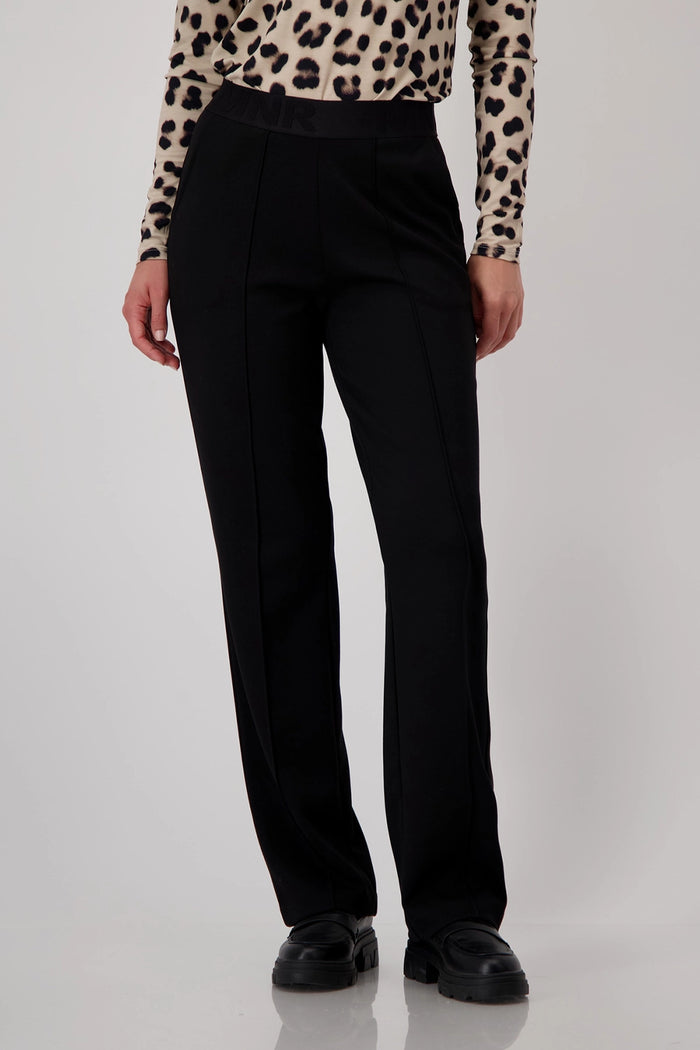 MONARI | TROUSERS WITH SCRIPT RIBBON - BLACK 808495