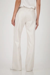 MONARI | STRAIGHT LEG LEATHER TROUSERS - OAT MILK 808752