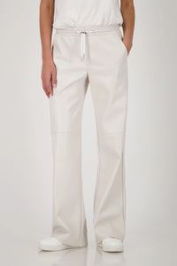 MONARI | STRAIGHT LEG LEATHER TROUSERS - OAT MILK 808752