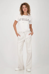 MONARI | STRAIGHT LEG LEATHER TROUSERS - OAT MILK 808752