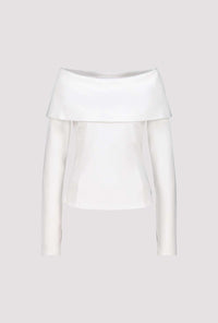 MONARI | SWEATSHIRT WITH CARMEN NECKLINE - OFF-WHITE 808810