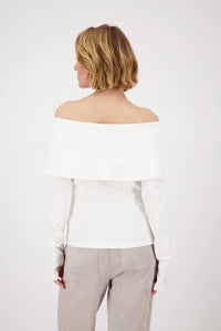 MONARI | SWEATSHIRT WITH CARMEN NECKLINE - OFF-WHITE 808810