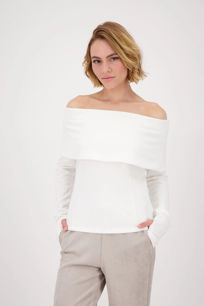 MONARI | SWEATSHIRT WITH CARMEN NECKLINE - OFF-WHITE 808810
