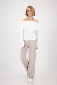 MONARI | SWEATSHIRT WITH CARMEN NECKLINE - OFF-WHITE 808810