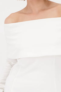 MONARI | SWEATSHIRT WITH CARMEN NECKLINE - OFF-WHITE 808810