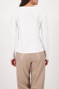 MONARI | LONG-SLEEVE SHIRT WITH PEARL DETAILS - OFF-WHITE 808848