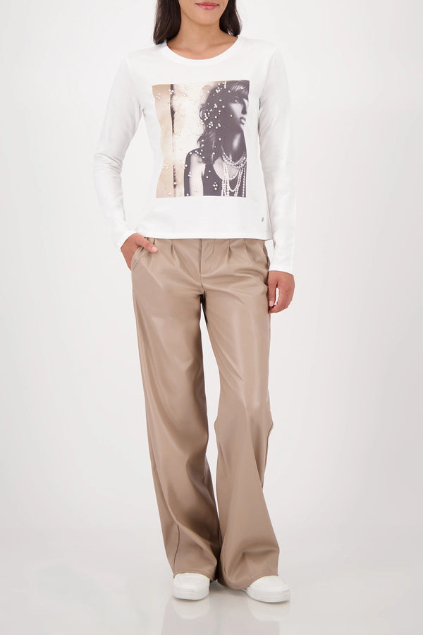 MONARI | LONG-SLEEVE SHIRT WITH PEARL DETAILS - OFF-WHITE 808848