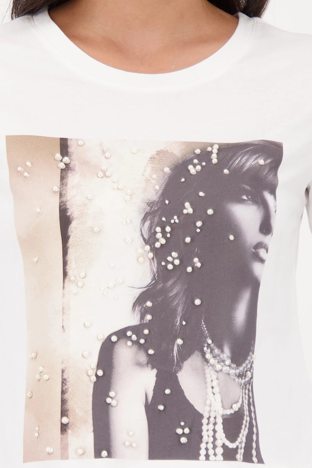 MONARI | LONG-SLEEVE SHIRT WITH PEARL DETAILS - OFF-WHITE 808848