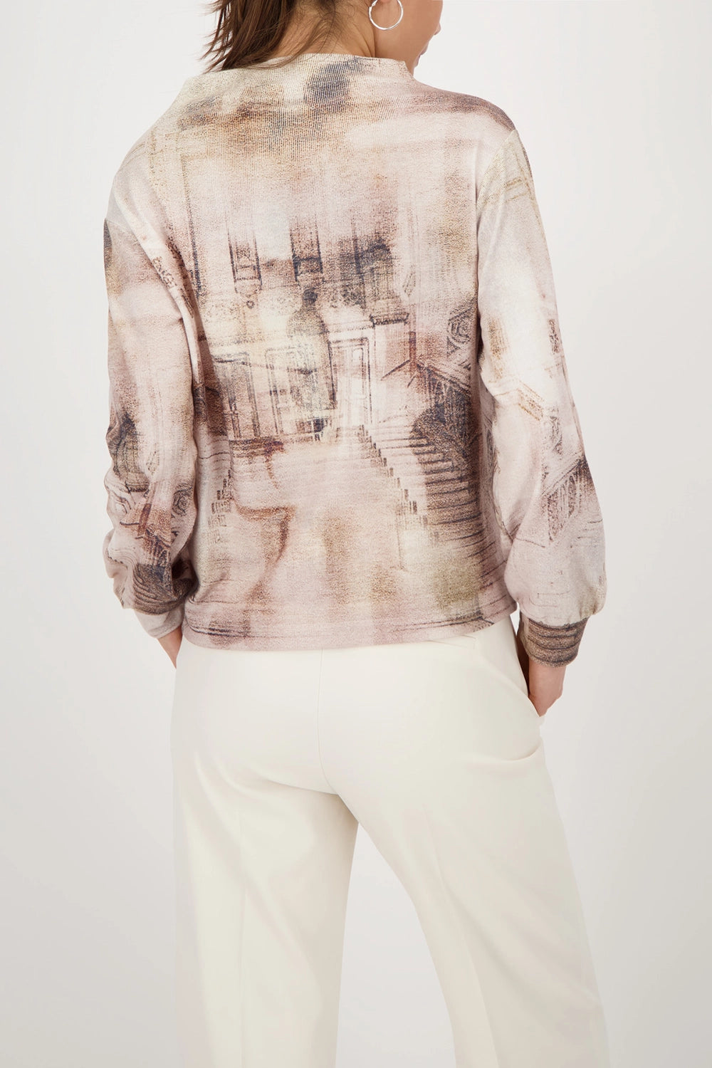 MONARI | SWEATSHIRT WITH OPERA PRINT - CASHMERE PTN 808864