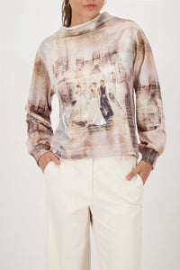 MONARI | SWEATSHIRT WITH OPERA PRINT - CASHMERE PTN 808864