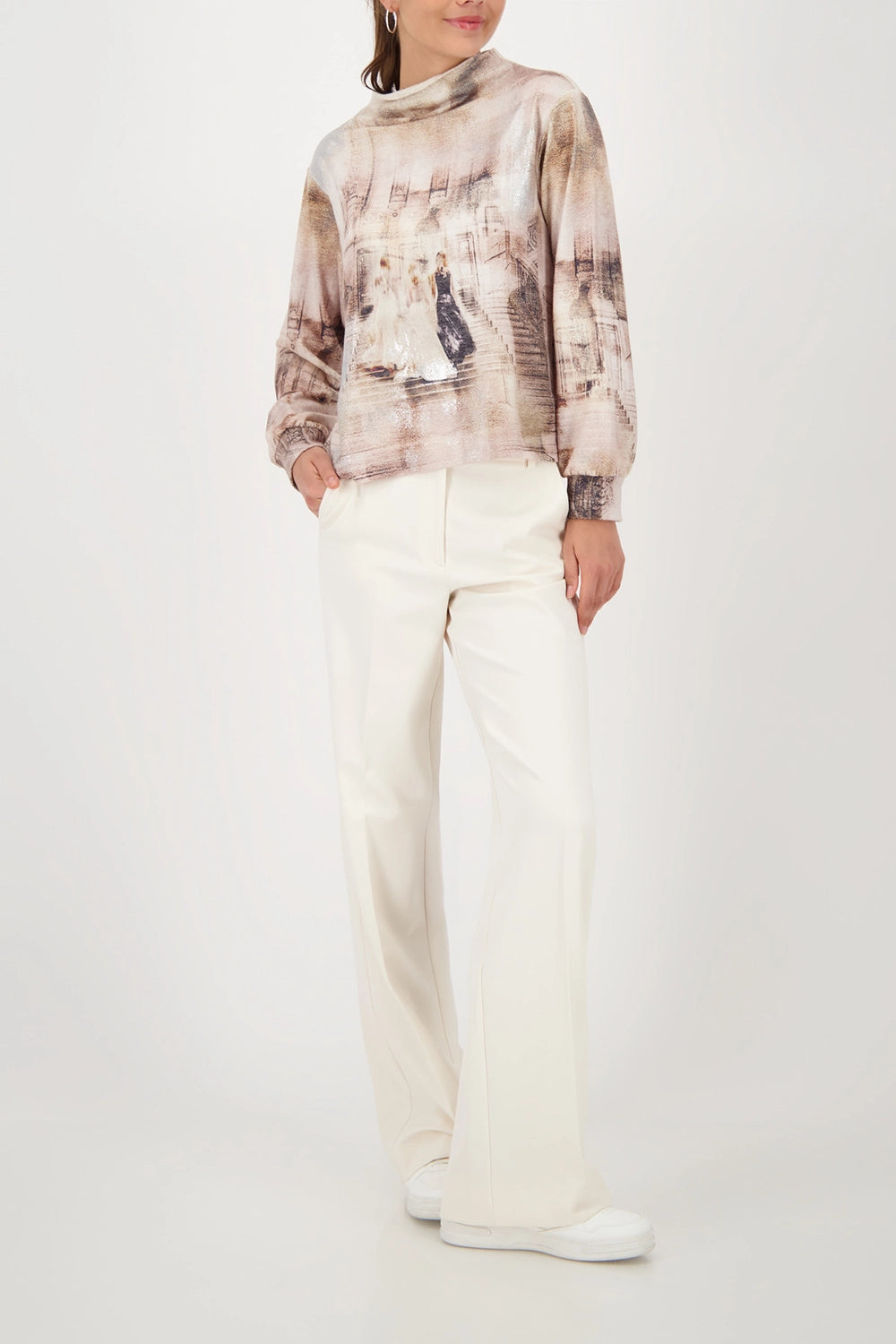 MONARI | SWEATSHIRT WITH OPERA PRINT - CASHMERE PTN 808864