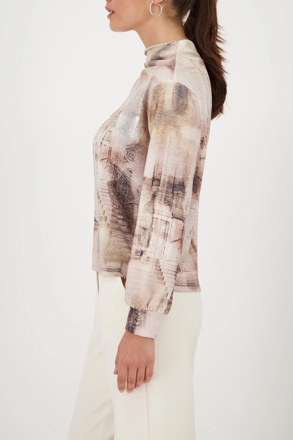 MONARI | SWEATSHIRT WITH OPERA PRINT - CASHMERE PTN 808864