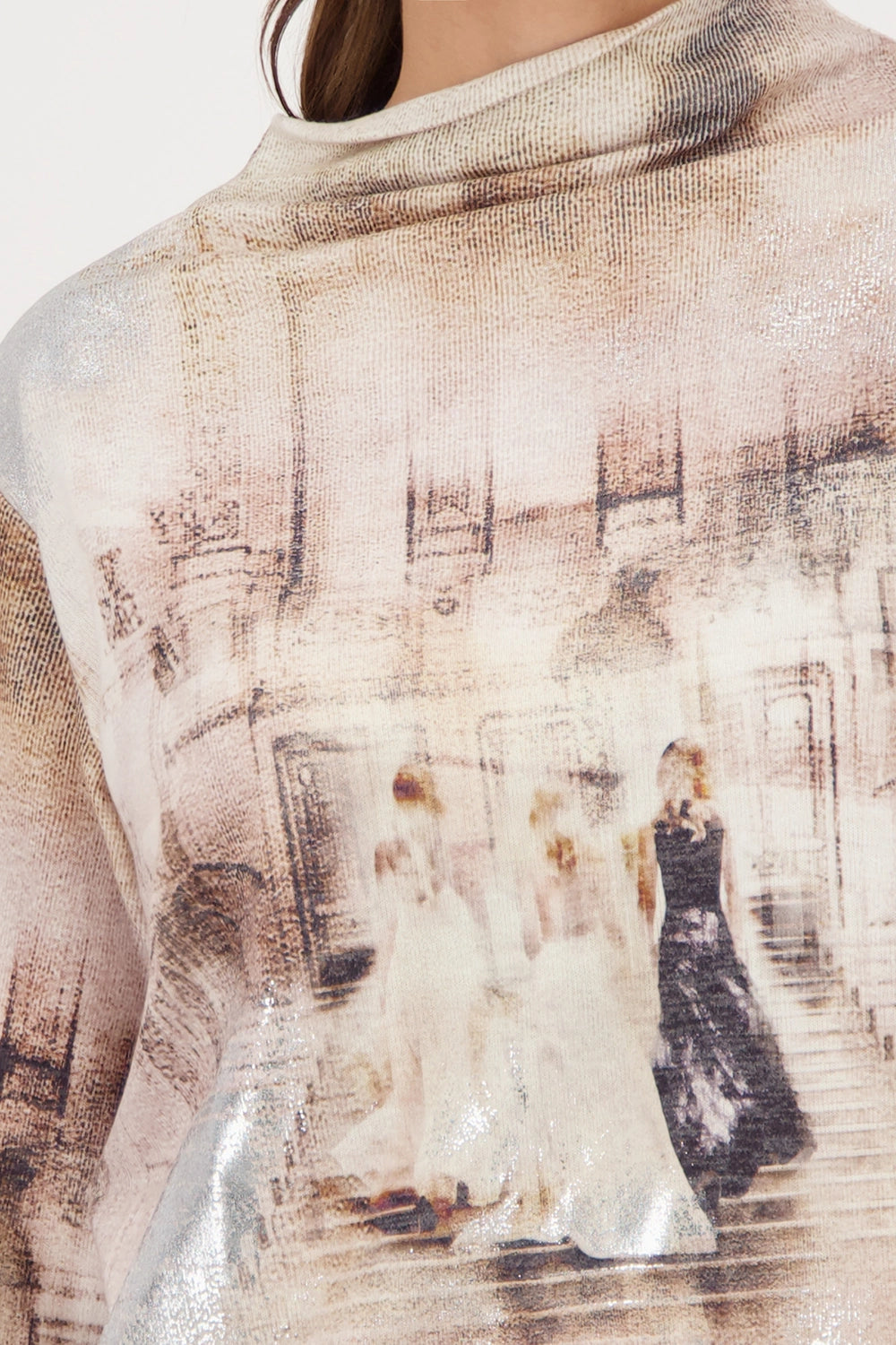 MONARI | SWEATSHIRT WITH OPERA PRINT - CASHMERE PTN 808864