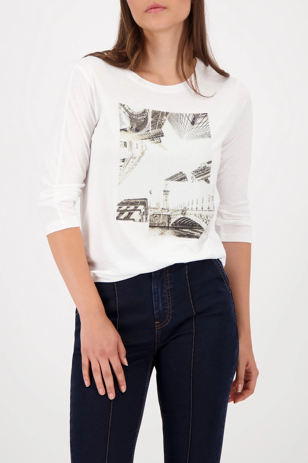 MONARI | T-SHIRT PRINT + JEWELRY - OFF WHITE 808936